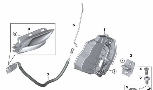 Varilla de accionamiento puerta trasera derecha OEM 51222990436 para BMW E84. Original BMW.