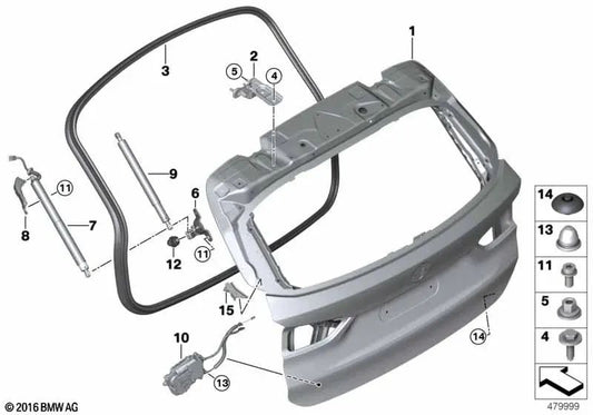 Spring sinistra per BMW X1 F48, F49 (OEM 51247481803). BMW originale.
