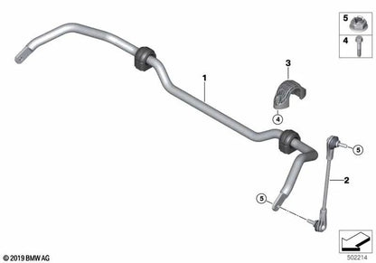Vordere Pendelstüze für BMW F40, F52 Serie 2 F44, F45, F46, X1 F48, F49, X2 F39, Mini F54, F60 (OEM 31306862864). Original BMW.