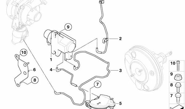 Depósito de vacío OEM 11667803722 para MINI R56, Clubman R55, Cooper D, One D. Original MINI.