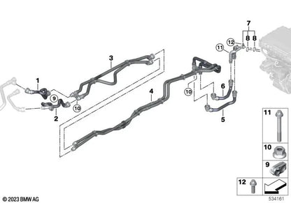 Hose support for BMW 1 F20N series, F21N, Series 2 F22, F22N, F23, F23N, 3 F30N series, F31N, F34N, F35N, series 4 f32, F32N, F33, F33N, F36, series 5 g60, series 7 g70, x1 f49, x3 f25, x E70, F15, F85, X6 E71, F16, F86, X7 G07, Z4 E89 (OEM 6)