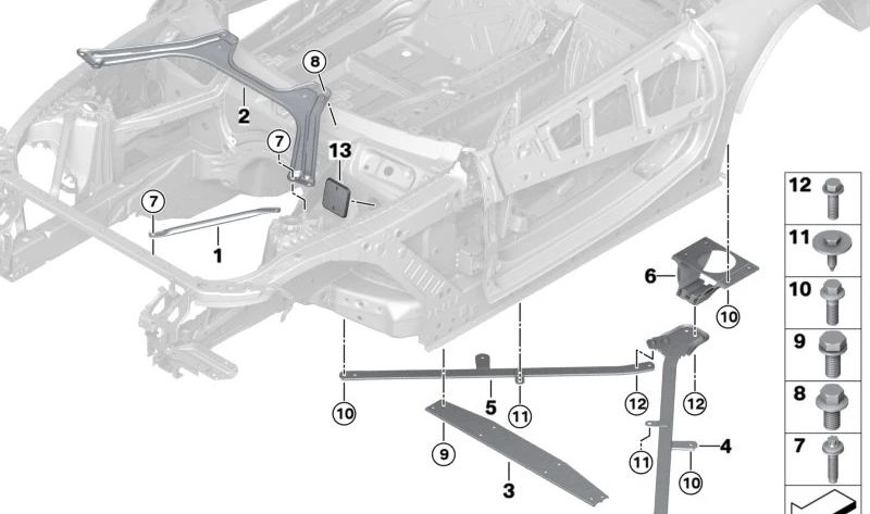 Soporte de bastidor OEM 51617439397 para BMW Z4 G29 (sDrive20i, Z4 M40i, M40i) modelos desde 2018 hasta 2026. Pieza original BMW.