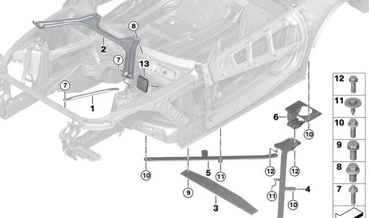 Soporte de bastidor OEM 51617439397 para BMW Z4 G29 (sDrive20i, Z4 M40i, M40i) modelos desde 2018 hasta 2026. Pieza original BMW.