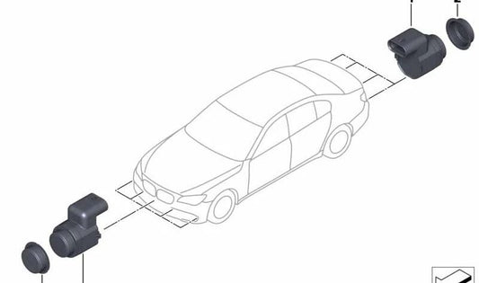 Sensor de aparcamiento ultrasónico color plata OEM 66209124583 para BMW E81, E82, E87, E87N, E88, E90, E90N, E91, E91N, E92, E92N, E93, E93N, E89. Original BMW.