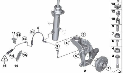 Amortiguador delantero izquierdo OEM 31316782209 para MINI R55, R56, R57, R58, R59. Original MINI.