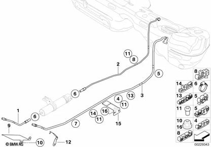 Tubería de Combustible Delantera Trasera para BMW Serie 3 E90, E91, E92, E93, X1 E84 (OEM 16126765745). Original BMW