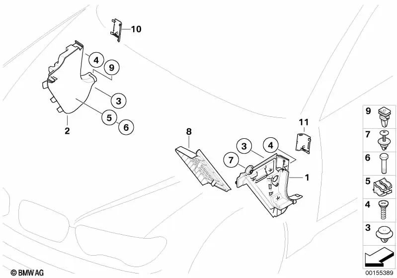 Apoyo para el pie del conductor para BMW E65, E66 (OEM 51437011069). Original BMW.