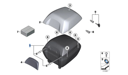 Topcase 30L OEM 77439829379 für BMW Motorräder R 1200 R, R 1250 R, S 1000 XR, F 900 R, C 400 GT... und mehr. Original BMW Motorrad.