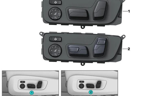 Interruptor ajuste asiento derecho OEM 61315A71210 para BMW X5 (F95, F95N, G05, G05N), X6 (F96, F96N, G06, G06N), X7 (G07, G07N), XM (G09). Original BMW.