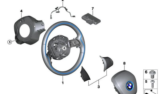 Tapa trasera del volante OEM 32306866328 para BMW i3 {I01: i3 60Ah, i3 60Ah Rex, i3 120Ah, i3 120Ah Rex}. Original BMW.