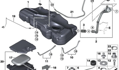 Cinta de sujeción depósito de combustible OEM 16116754637 para BMW Serie 1 E81, E87, E82, E88, Serie 3 E46, E90, E91… y más. Original BMW