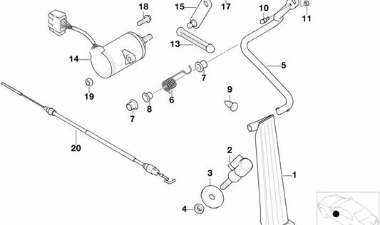 Palanca acelerador OEM 35412228562 para BMW E36 M3 {BG92, BK92, CD92}. Original BMW.