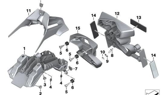 Soporte de matrícula trasero OEM 46627717024 para motos BMW S 1000 XR (K49, 05/2014 - 11/2019). Original BMW Motorrad.