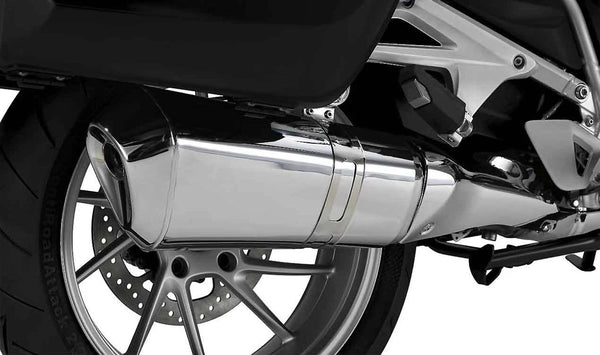 Silenciador final cromado izquierdo OEM 18518559522 para motos BMW R 1250 RT (K52). Original BMW Motorrad.