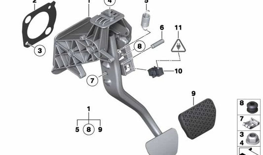 Complete brake pedal 35006794925 for BMW E70, E71. Original BMW.