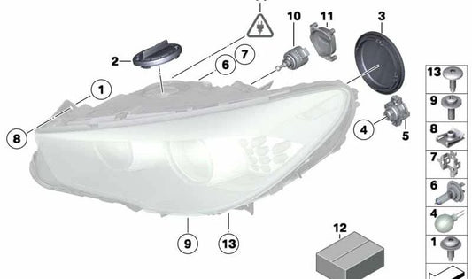 Couvercle de réglage de la portée gauche OEM 63127262837 pour BMW F07, F10, F11, F18. BMW d'origine.