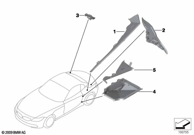 Peça externa do pilar B para BMW Z4 E89 (OEM 41217192834). BMW original