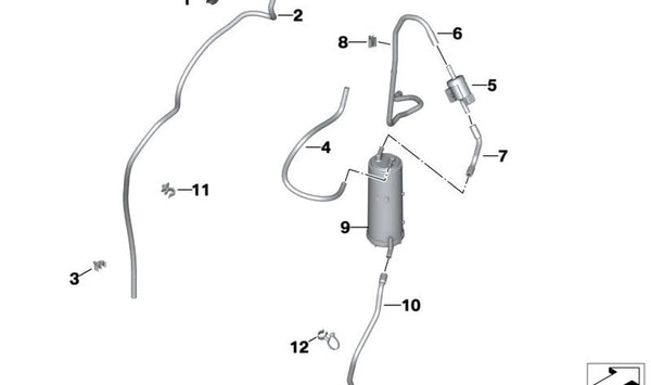 Tubo de ventilación OEM 16139898503 para BMW Motorrad R nineT (RK21), R nineT Pure (RK22), R nineT Scrambler (RK23) y R nineT Urban G/S (RK33). Original BMW Motorrad.
