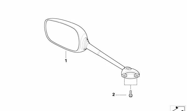 Espejo retrovisor derecho OEM 51167714112 para motos BMW F800S, F800ST, F800GT. Original BMW Motorrad.