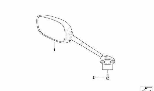 Espejo retrovisor derecho OEM 51167714112 para motos BMW F800S, F800ST, F800GT. Original BMW Motorrad.