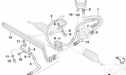 Tubo de retorno de dirección asistida OEM 32416774214 para BMW E46. Original BMW.