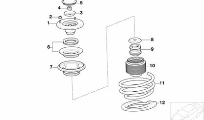 Cazoleta suspensión OEM 31331096068 para BMW E39, E38, E53, E52. Pieza original BMW.