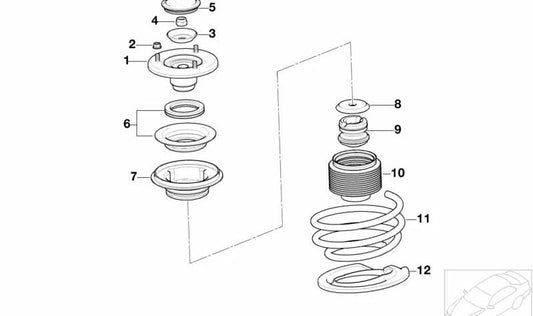 Muelle de suspensión delantera OEM 31331096090 para BMW E52 Z8. Original BMW.