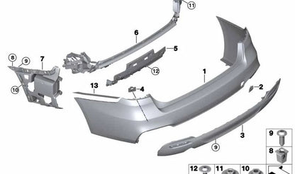 Guía lateral derecha del parachoques OEM 51128057208 para BMW F34 y F34N. Recambio original BMW.