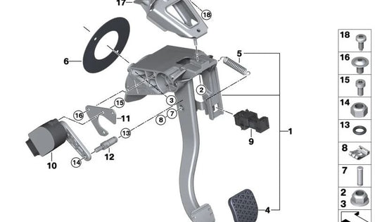 Brake Pedal Travel Sensor Bracket for BMW I12, I12N, I15 (OEM 35006861039). Original BMW