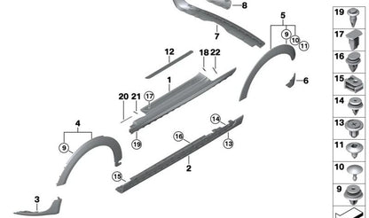Paramento chapa pasa-ruedas delantero izquierdo OEM 51777403261 para MINI F56, F55, Cabrio F57. Original MINI.