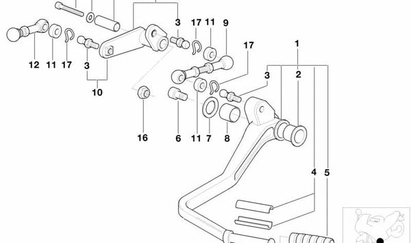 Varilla de cambio OEM 23412332281 para BMW Motorrad K 1200 LT (KK58) modelos 1998-2009. Recambio original BMW Motorrad.