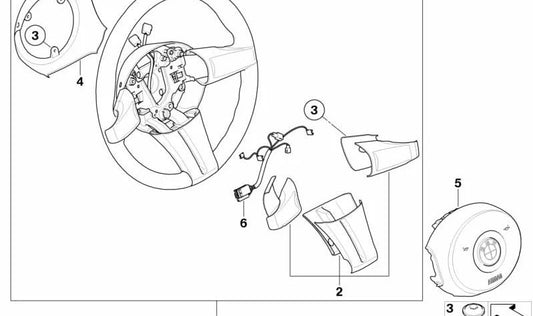 Game Covered Radios OEM Volantes 32346758396 für BMW Z4 E85 2,2i, 2,5i, 3,0i (Produktion 2002-2005). Original BMW Stück.