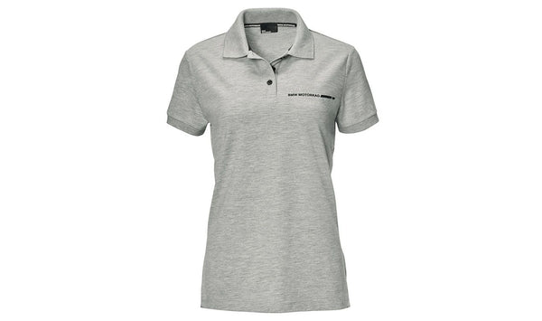 Polo gris de mujer OEM 76617109733 para BMW Motorrad. Diseño clásico con logo BMW en la espalda y "BMW Motorrad" en el pecho. 100% algodón. Original BMW Motorrad.