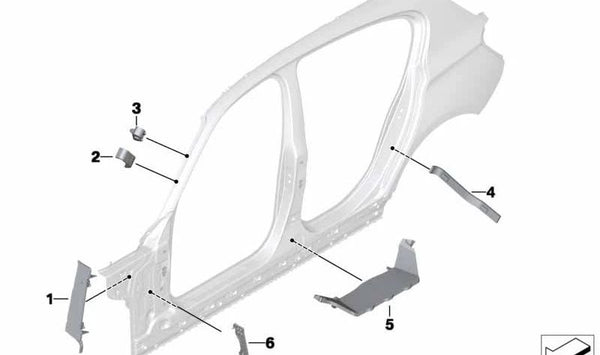 Forma B-Pilar interior derecho para BMW F20, F20N (OEM 41007248642). Original BMW