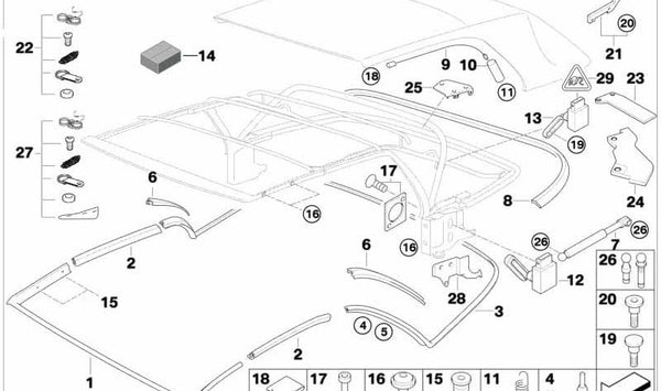 Cinta de sujeción OEM 54317056104 para BMW E46. Original BMW.