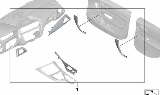 Embellecedores interiores en carbono y Alcantara OEM 51952454350 para BMW F21, F22, F87. Mejora estética M Performance. Original BMW.