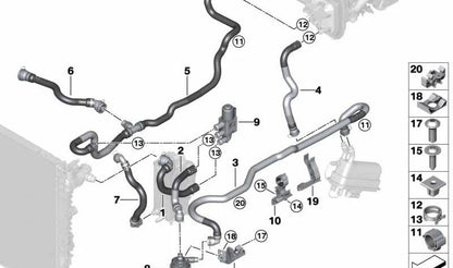 Manguera de refrigerante ida OEM 64219314672 para BMW Serie 5 G30, Serie 7 G11, G12... y más. Original BMW.