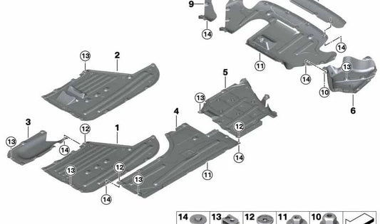 Cubierta inferior lateral derecha OEM 51757447154 para BMW Serie 3 G28, G28N. Pieza original BMW.