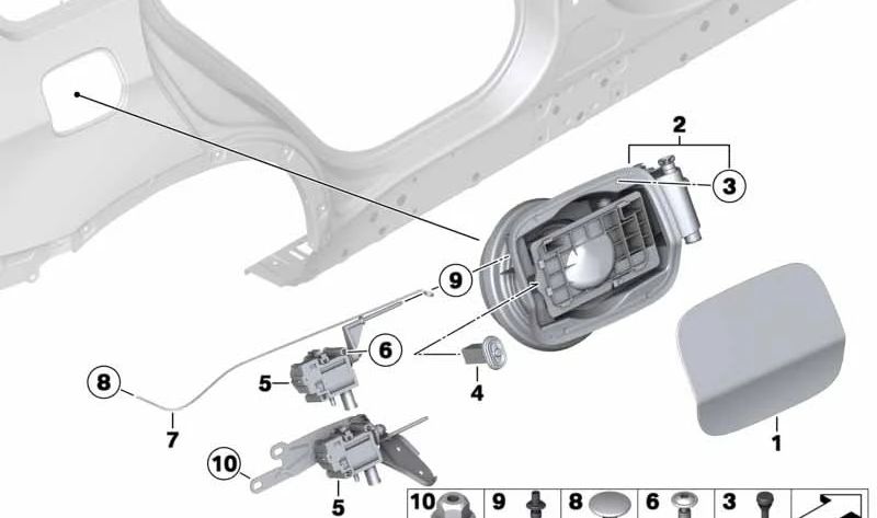 Tapa de llenado de combustible OEM 51177181305 para BMW E71, E72. Original BMW.