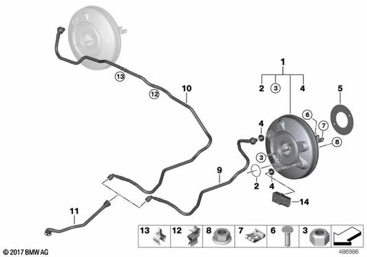 Servo di freno per la serie BMW 2 F45, F45N X1 F48N (OEM 3436873438). BMW originale