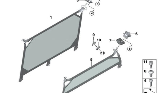 Rede divisória de porta-malas OEM 51477273564 para BMW Série 1 F20, F21. BMW original