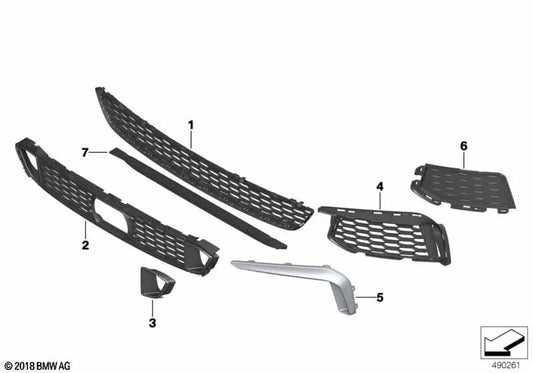 Grade de entrada de ar central para BMW Série 6 G32 (OEM 51118074272). BMW originais.