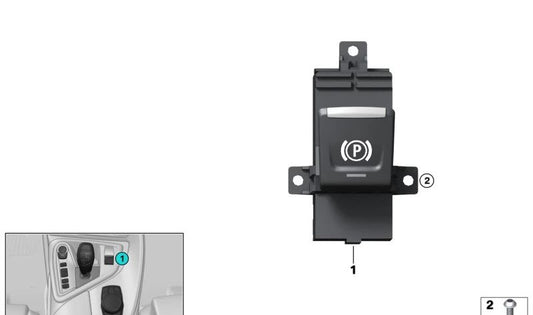 Interruptor botón freno de mano OEM 61316822522 para BMW i3 (I12) e i8 (I15). Compatible con modelos: I12 (03/2014–06/2020), I15 (03/2018–06/2020). Original BMW.