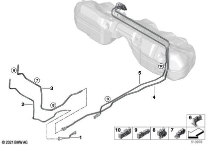 Filtro tubería alimentación combustible OEM 16127458378 para BMW Serie 2 G42, Serie 3 G20, Serie 4 G22... y más. Original BMW.