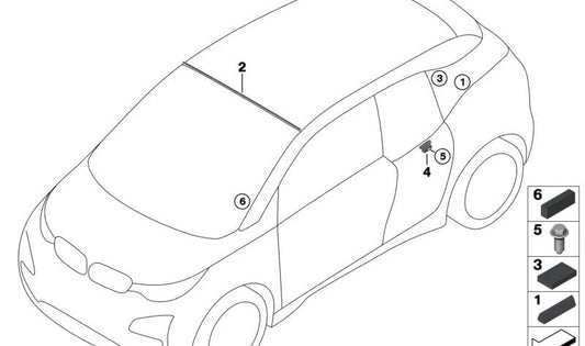 Soporte de cristal trasero izquierdo OEM 51357310545 para BMW i3 (I01, I01N). Original BMW.