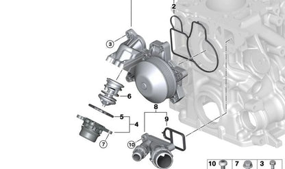 Bomba de agua mecánica OEM 11517807311 para BMW E81, E82, E87, E88, E90, E91, E92, E93, E60, E61, E84, E83. Compatible con motores N47. Original BMW.