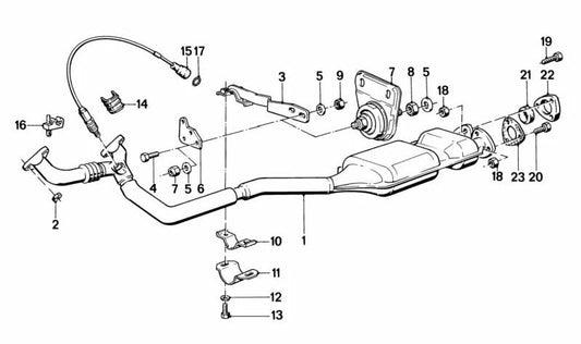 Tubo de escape con catalizador OEM 11761276807 para BMW E28 y E24. Original BMW.