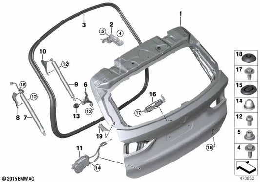 Left Spring Support for BMW X1 F48, F49 (OEM 51247458921). Original BMW.
