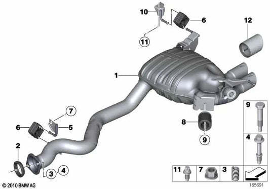 Rear silencer with exhaust valve for BMW E82, E88 (OEM 18307599744). Original BMW
