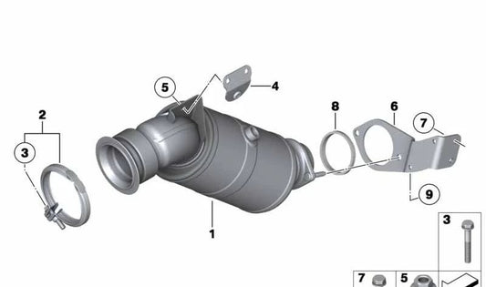 Soporte catalizador cercano al motor OEM 18327561959 para BMW F01, F02 (760i, 760Li). Original BMW.